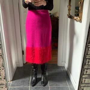 90s’ Vintage French Connection magenta wool mohair midi skirt (S)